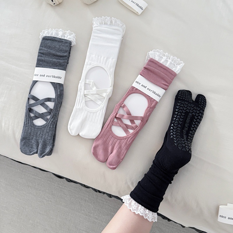 Lace Trim Split Toe Yoga Socks - đánh giá và giá Medias Para Pilates Y Yoga